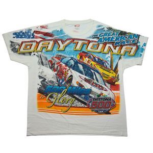 VTG Y2K NASCAR Daytona 500 All Over Print AOP T-Shirt [L] 2005 Chase Authentics